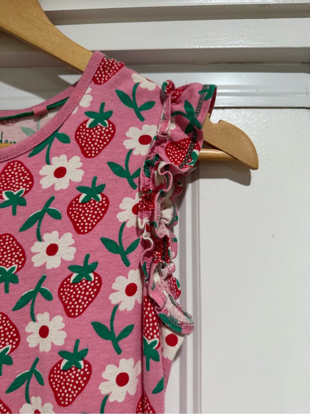 Mini Boden Girl's Frill Detail Jersey Dress 11-12Y In Red Strawberry Casual - Picture 4 of 8